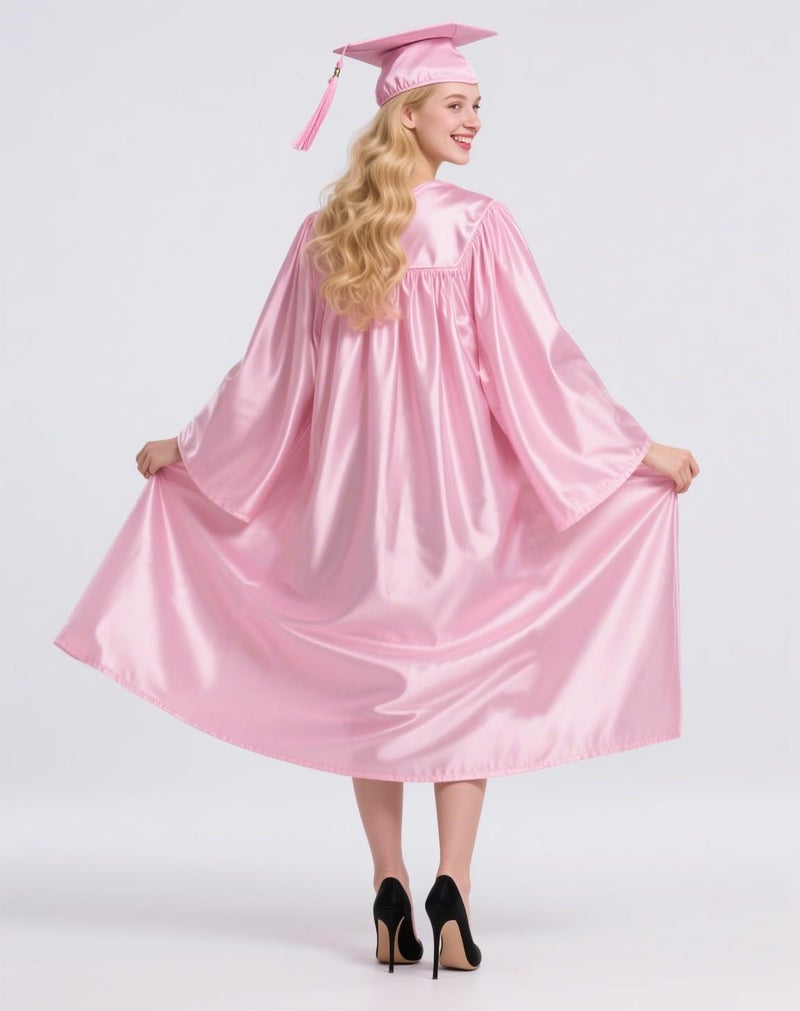 GradPlaza Shiny Graduation Cap and Gown 2025 and 2026 Year Charm Tassel Set Pink Cap and Gown for Middle High School College Adult Size 60 - Image 3